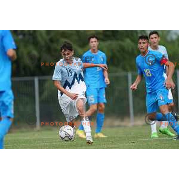 in action during U-15 friendly football match between Italy and Slovenia in Gradisca D\'isonzo, Italy on September 15, 2022
