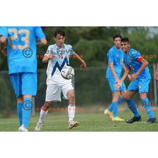 in action during U-15 friendly football match between Italy and Slovenia in Gradisca D\'isonzo, Italy on September 15, 2022