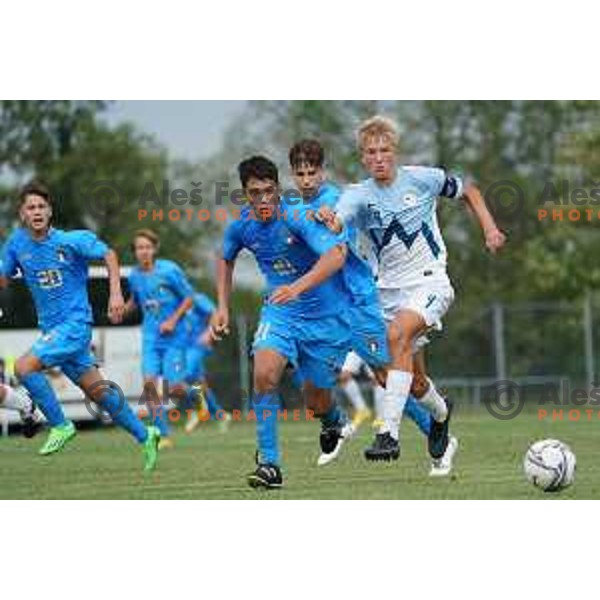 in action during U-15 friendly football match between Italy and Slovenia in Gradisca D\'isonzo, Italy on September 15, 2022