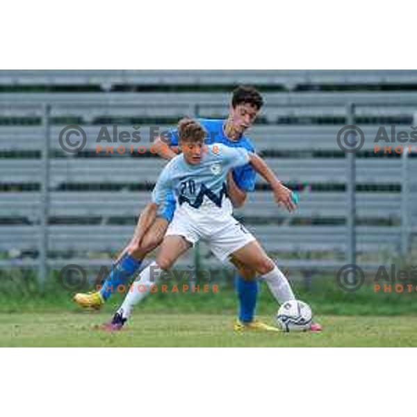 in action during U-15 friendly football match between Italy and Slovenia in Gradisca D\'isonzo, Italy on September 15, 2022