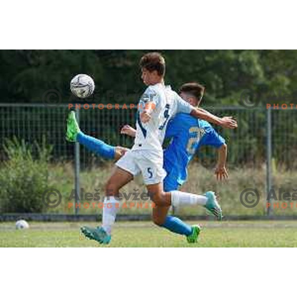 in action during U-15 friendly football match between Italy and Slovenia in Gradisca D\'isonzo, Italy on September 15, 2022