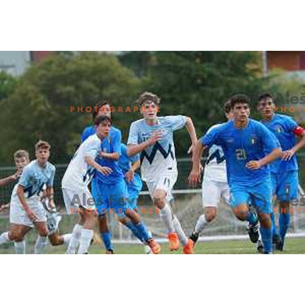 in action during U-15 friendly football match between Italy and Slovenia in Gradisca D\'isonzo, Italy on September 15, 2022