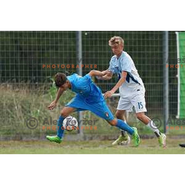 in action during U-15 friendly football match between Italy and Slovenia in Gradisca D\'isonzo, Italy on September 15, 2022