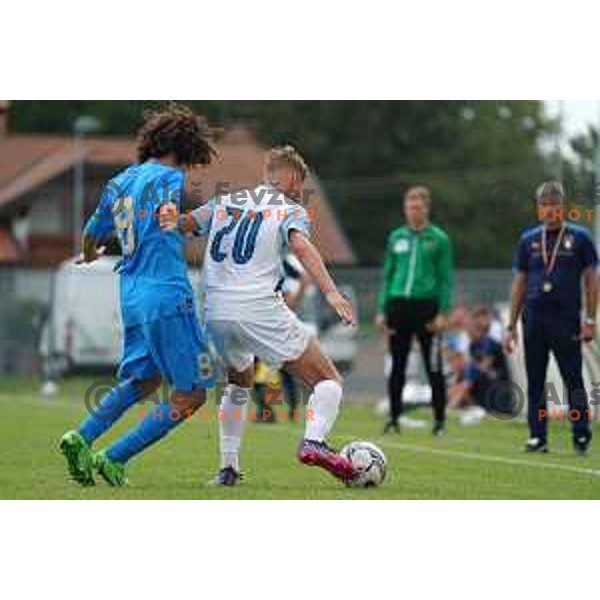 in action during U-15 friendly football match between Italy and Slovenia in Gradisca D\'isonzo, Italy on September 15, 2022