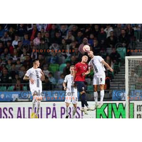 Andraz Sporar in action during the UEFA Nations League match between Slovenia and Norway in Stozice, Ljubljana, Slovenia on September 24, 2022