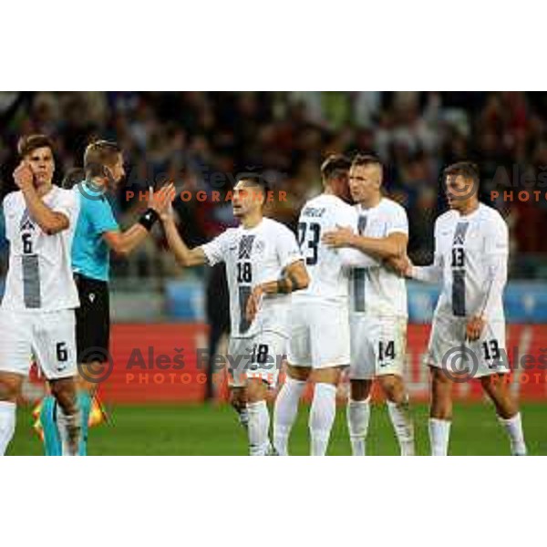 Gregor Sikosek in action during the UEFA Nations League match between Slovenia and Norway in Stozice, Ljubljana, Slovenia on September 24, 2022