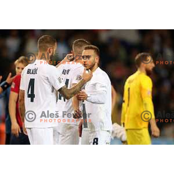 Miha Blazic and Sandi Lovric during UEFA Nations League match between Slovenia and Norway in Stozice, Ljubljana, Slovenia on September 24, 2022