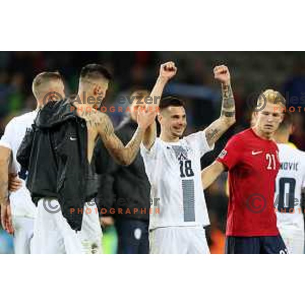 Gregor Sikosek in action during the UEFA Nations League match between Slovenia and Norway in Stozice, Ljubljana, Slovenia on September 24, 2022