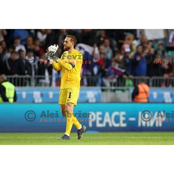 Jan Oblak in action during the UEFA Nations League match between Slovenia and Norway in Stozice, Ljubljana, Slovenia on September 24, 2022