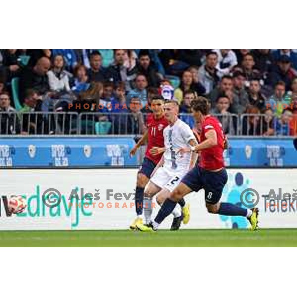 Zan Karnicnik in action during UEFA Nations League match between Slovenia and Norway in Stozice, Ljubljana, Slovenia on September 24, 2022