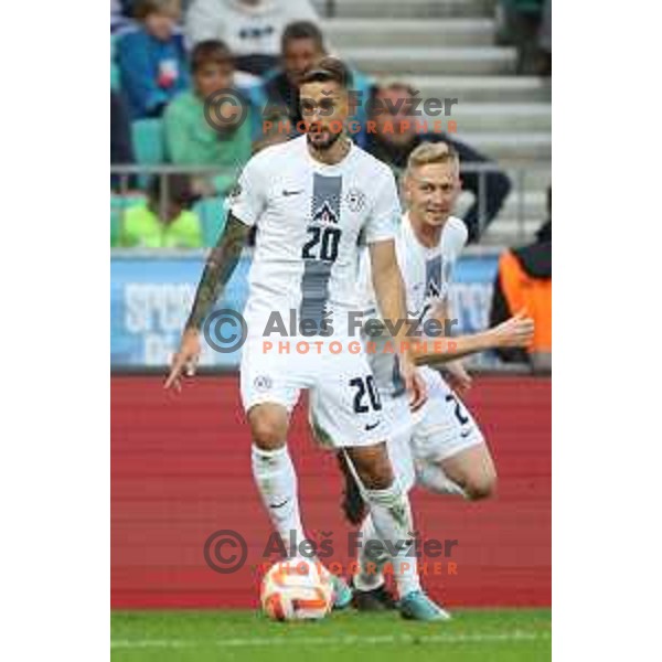 Petar Stojanovic in action during the UEFA Nations League match between Slovenia and Norway in Stozice, Ljubljana, Slovenia on September 24, 2022