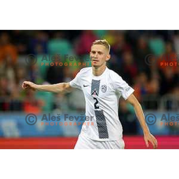 Zan Karnicnik in action during UEFA Nations League match between Slovenia and Norway in Stozice, Ljubljana, Slovenia on September 24, 2022