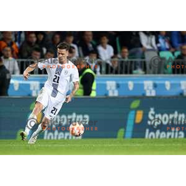 Benjamin Verbic in action during UEFA Nations League match between Slovenia and Norway in Stozice, Ljubljana, Slovenia on September 24, 2022