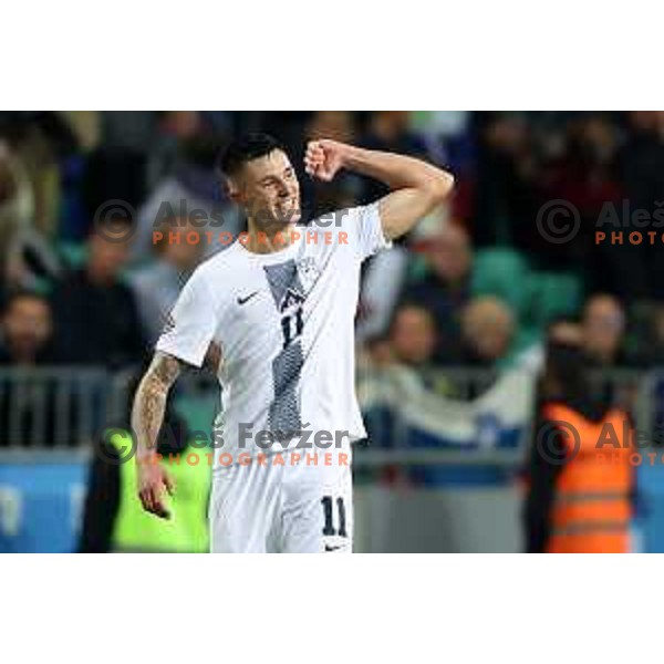 Benjamin Sesko in action during the UEFA Nations League match between Slovenia and Norway in Stozice, Ljubljana, Slovenia on September 24, 2022