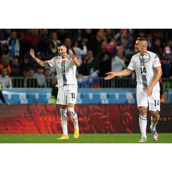 Benjamin Sesko in action during the UEFA Nations League match between Slovenia and Norway in Stozice, Ljubljana, Slovenia on September 24, 2022