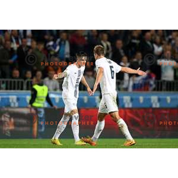 Benjamin Sesko in action during the UEFA Nations League match between Slovenia and Norway in Stozice, Ljubljana, Slovenia on September 24, 2022