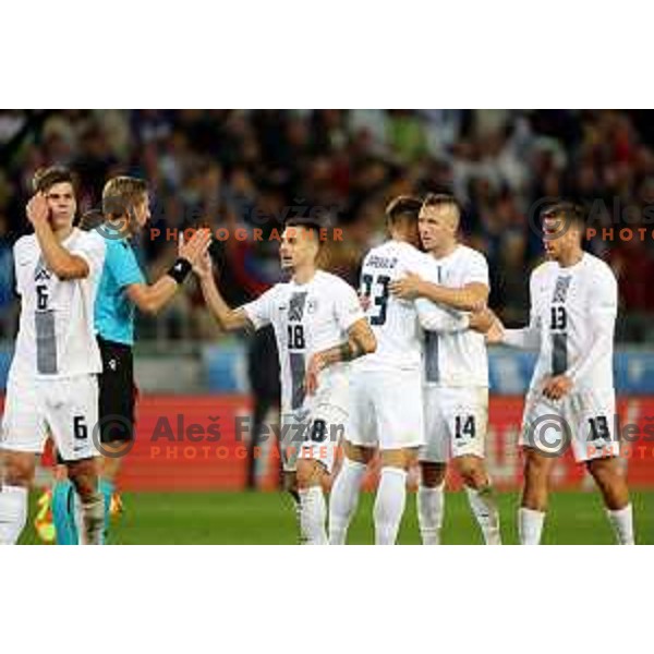 Gregor Sikosek in action during the UEFA Nations League match between Slovenia and Norway in Stozice, Ljubljana, Slovenia on September 24, 2022