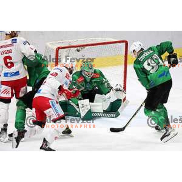 Zan Us of SZ Olimpija during IceHL ice-hockey match between SZ Olimpija (SLO) and KAC (AUT) in Tivoli Hall, Ljubljana, Slovenia on September 25, 2022 