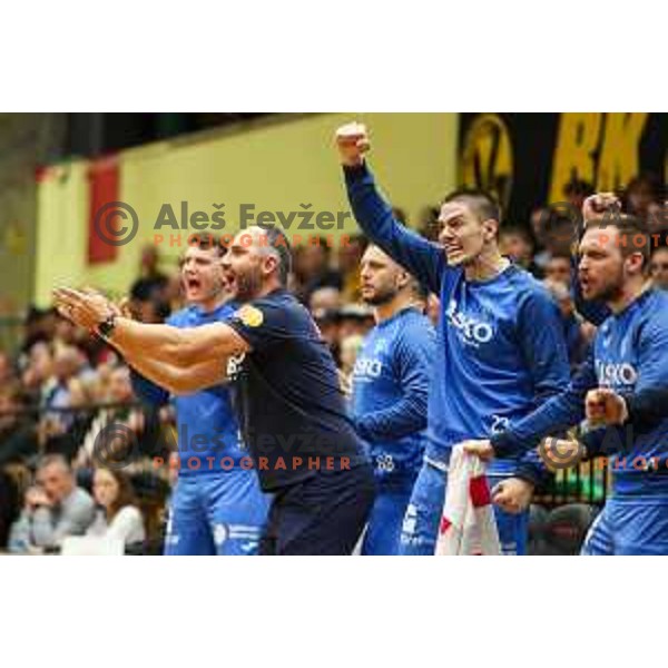 Alem Toskic in action during 1.NLB league handball match between Gorenje Velenje and Celje Pivovarna Lasko in Velenje, Slovenia on September 25, 2022