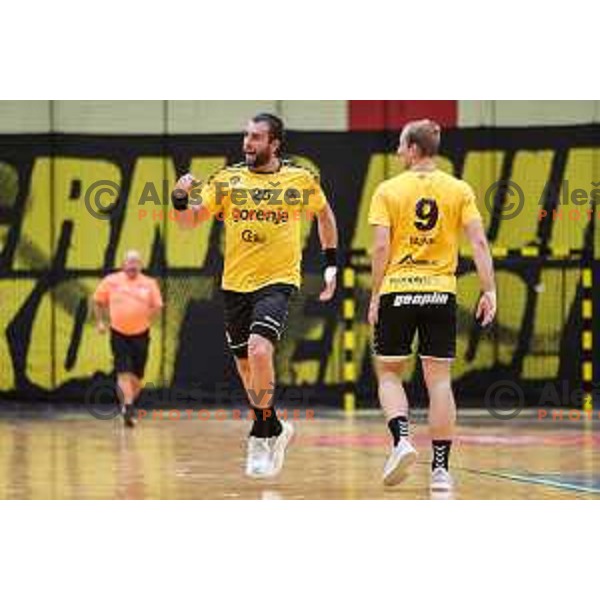 Matic Verdinek in action during 1.NLB league handball match between Gorenje Velenje and Celje Pivovarna Lasko in Velenje, Slovenia on September 25, 2022