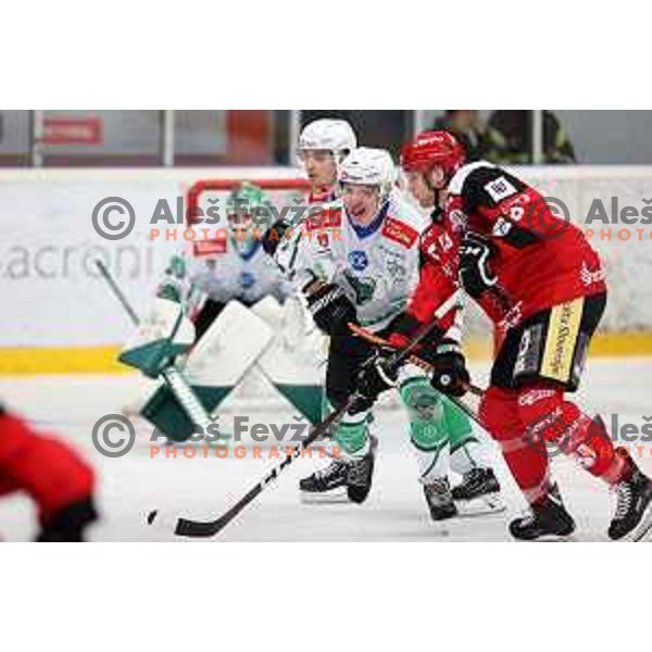in action during the Slovenian ice-hockey Cup between SIJ Acroni Jesenice and SZ Olimpija in Podmezakla Hall, Jesenice, Slovenia on September 28, 2022