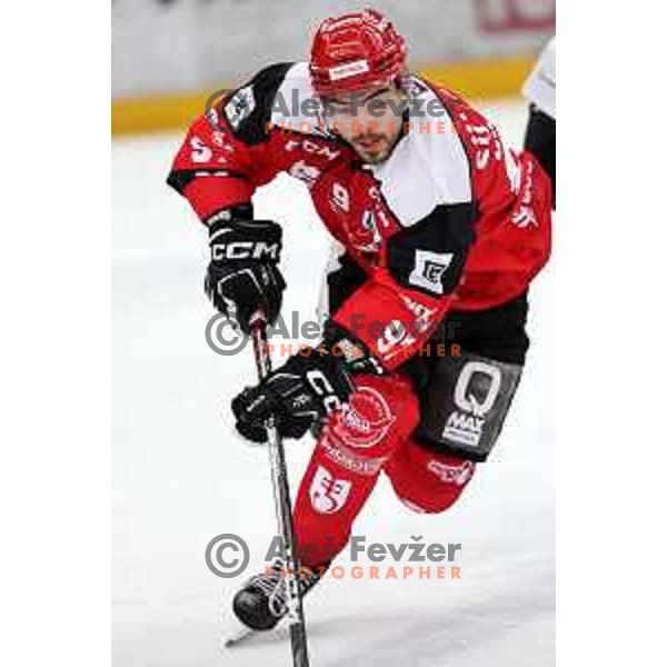 in action during the Slovenian ice-hockey Cup between SIJ Acroni Jesenice and SZ Olimpija in Podmezakla Hall, Jesenice, Slovenia on September 28, 2022