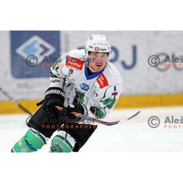 Luka Kalan in action during the Slovenian ice-hockey Cup between SIJ Acroni Jesenice and SZ Olimpija in Podmezakla Hall, Jesenice, Slovenia on September 28, 2022