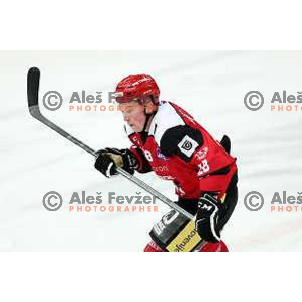 Miha Logar in action during the Slovenian ice-hockey Cup between SIJ Acroni Jesenice and SZ Olimpija in Podmezakla Hall, Jesenice, Slovenia on September 28, 2022