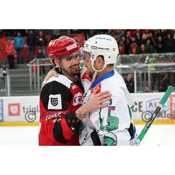 Ziga Pance with the trophy for the Slovenian ice-hockey Cup winners between SIJ Acroni Jesenice and SZ Olimpija in Podmezakla Hall, Jesenice, Slovenia on September 28, 2022