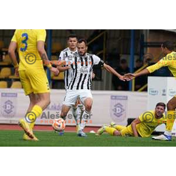 Ziga Kous in action during Prva Liga Telemach 2022-2023 football match between Domzale and Mura in Domzale, Slovenia on October 1, 2022