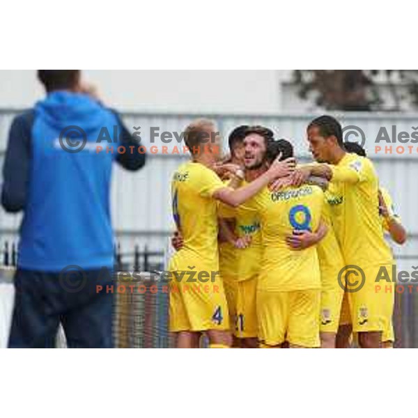Matej Podlogar celebrates goal during Prva Liga Telemach 2022-2023 football match between Domzale and Mura in Domzale, Slovenia on October 1, 2022