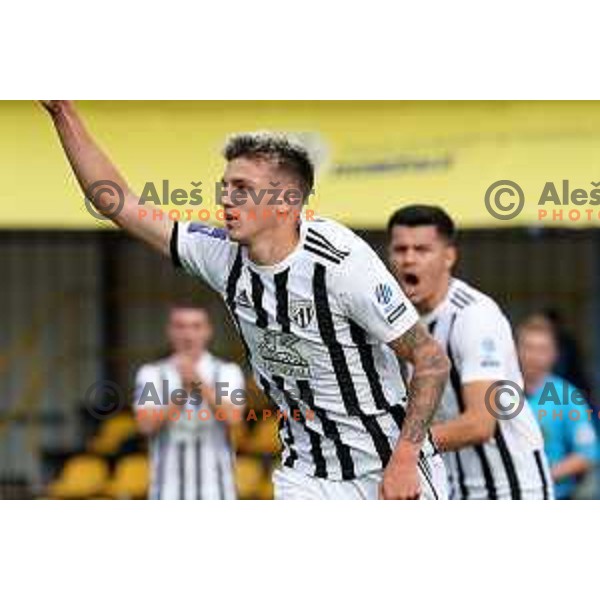 Tio Cipot celebrates goal during Prva Liga Telemach 2022-2023 football match between Domzale and Mura in Domzale, Slovenia on October 1, 2022