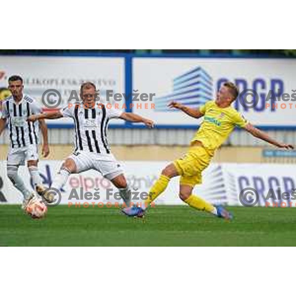 in action during Prva Liga Telemach 2022-2023 football match between Domzale and Mura in Domzale, Slovenia on October 1, 2022