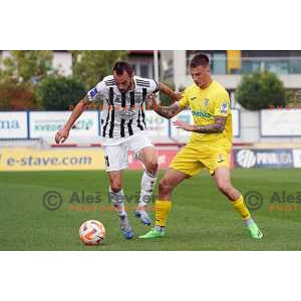 Ziga Kous in action during Prva Liga Telemach 2022-2023 football match between Domzale and Mura in Domzale, Slovenia on October 1, 2022
