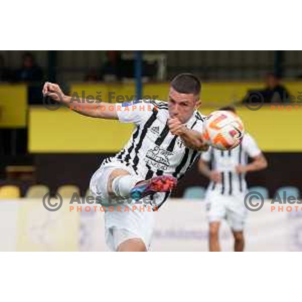 Mihael Klepac in action during Prva Liga Telemach 2022-2023 football match between Domzale and Mura in Domzale, Slovenia on October 1, 2022