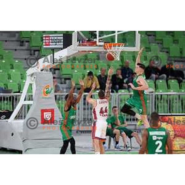 In action during ABA league 2022-2033 regular season match between Cedevita Olimpija and Borac in Ljubljana, Slovenia on October 2, 2022