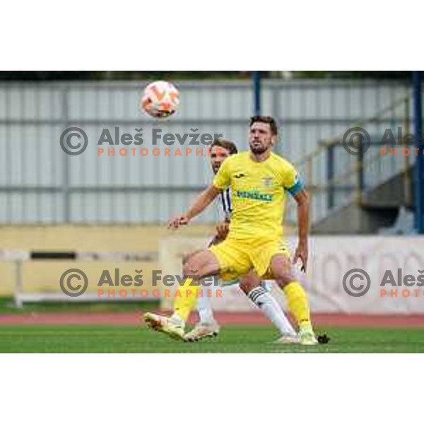 Matej Podlogar in action during Prva Liga Telemach 2022-2023 football match between Domzale and Mura in Domzale, Slovenia on October 1, 2022