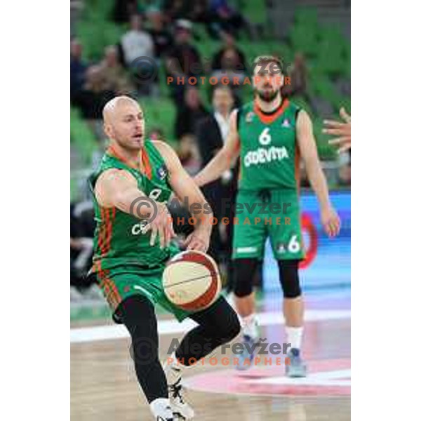 Mirko Mulalic in action during ABA league 2022-2033 regular season match between Cedevita Olimpija and Borac in Ljubljana, Slovenia on October 2, 2022 