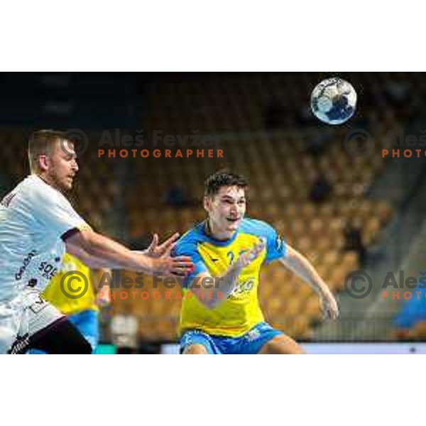 Tilen Strmljan in action during EHF Champions League handball match between Celje Pivovarna Lasko and HBC Nantes in Zlatorog Arena, Celje, Slovenia on Oktober 5, 2022