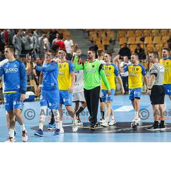 in action during EHF Champions League handball match between Celje Pivovarna Lasko and HBC Nantes in Zlatorog Arena, Celje, Slovenia on Oktober 5, 2022