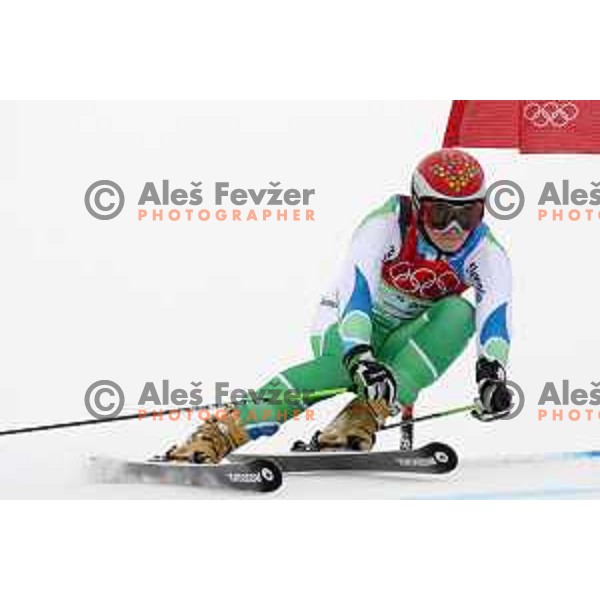 Tina Maze of Slovenia during Giant Slalom women at winter Olympic Games, Torino , Italy on February 24, 2006