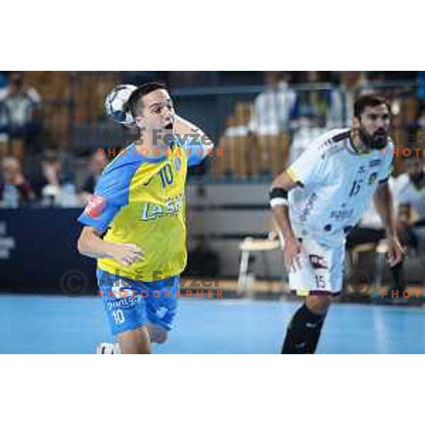 Tim Cokan in action during EHF Champions League handball match between Celje Pivovarna Lasko and HBC Nantes in Zlatorog Arena, Celje, Slovenia on Oktober 5, 2022