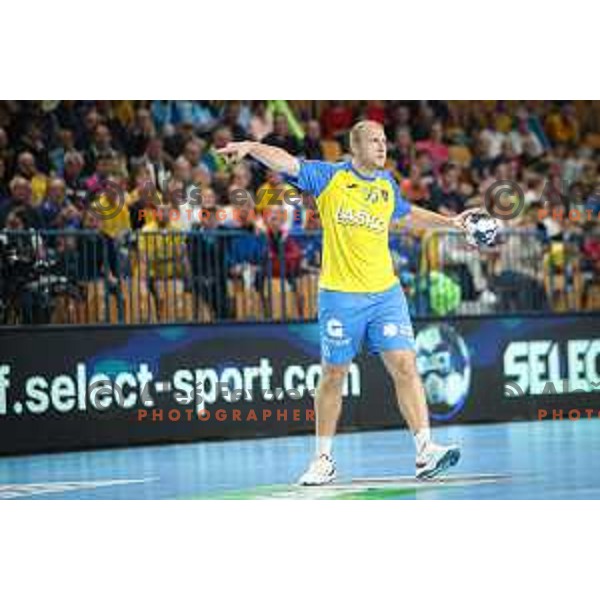 Ziga Mlakar in action during EHF Champions League handball match between Celje Pivovarna Lasko and HBC Nantes in Zlatorog Arena, Celje, Slovenia on Oktober 5, 2022