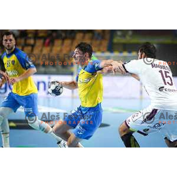 Tilen Strmljan in action during EHF Champions League handball match between Celje Pivovarna Lasko and HBC Nantes in Zlatorog Arena, Celje, Slovenia on Oktober 5, 2022