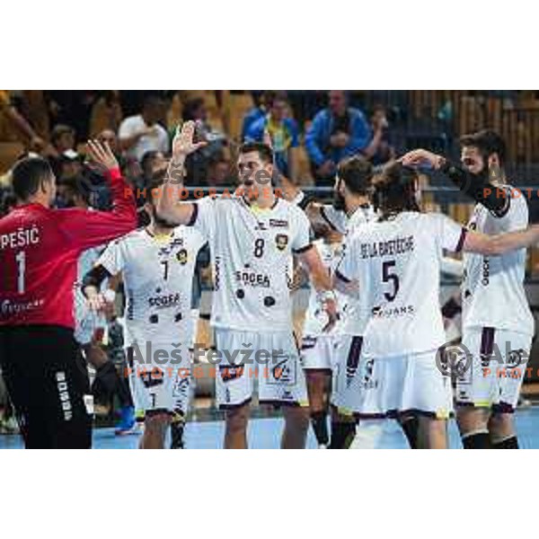 in action during EHF Champions League handball match between Celje Pivovarna Lasko and HBC Nantes in Zlatorog Arena, Celje, Slovenia on Oktober 5, 2022