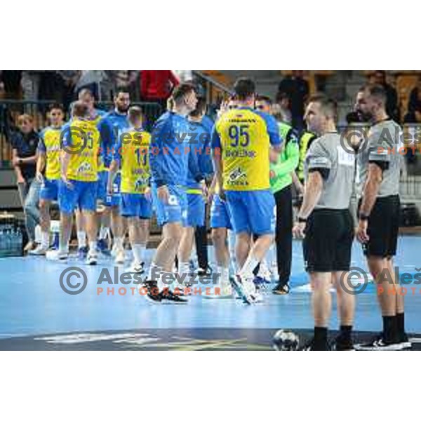 in action during EHF Champions League handball match between Celje Pivovarna Lasko and HBC Nantes in Zlatorog Arena, Celje, Slovenia on Oktober 5, 2022