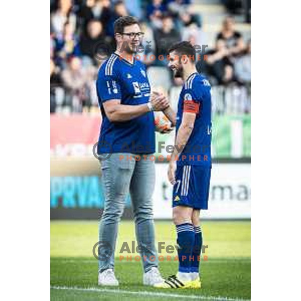 Kristjan Ceh and Rok Kronaveter during Prva liga Telemach football match between Maribor and Koper in Ljudski vrt, Maribor, Slovenia on October 8, 2022. Photo: Jure Banfi