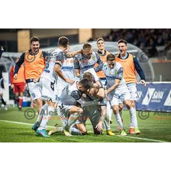 Zan Benedicic, Andrej Kotnik celebrating during Prva liga Telemach football match between Maribor and Koper in Ljudski vrt, Maribor, Slovenia on October 8, 2022. Photo: Jure Banfi