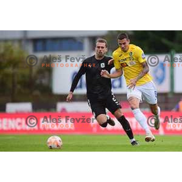 in action during Prva Liga Telemach 2022-2023 football match between Bravo and Olimpija in Ljubljana, Slovenia on October 9, 2022