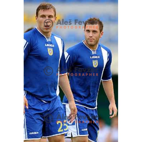 Knezovic (25) and Zatkovic at friendly football match Domzale- Rijeka, played in Domzale (Slovenia) 2.7.2008. Photo by Ales Fevzer 